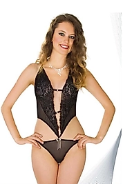 Mor AVM Siyah Dantelli Bodysuit - 920